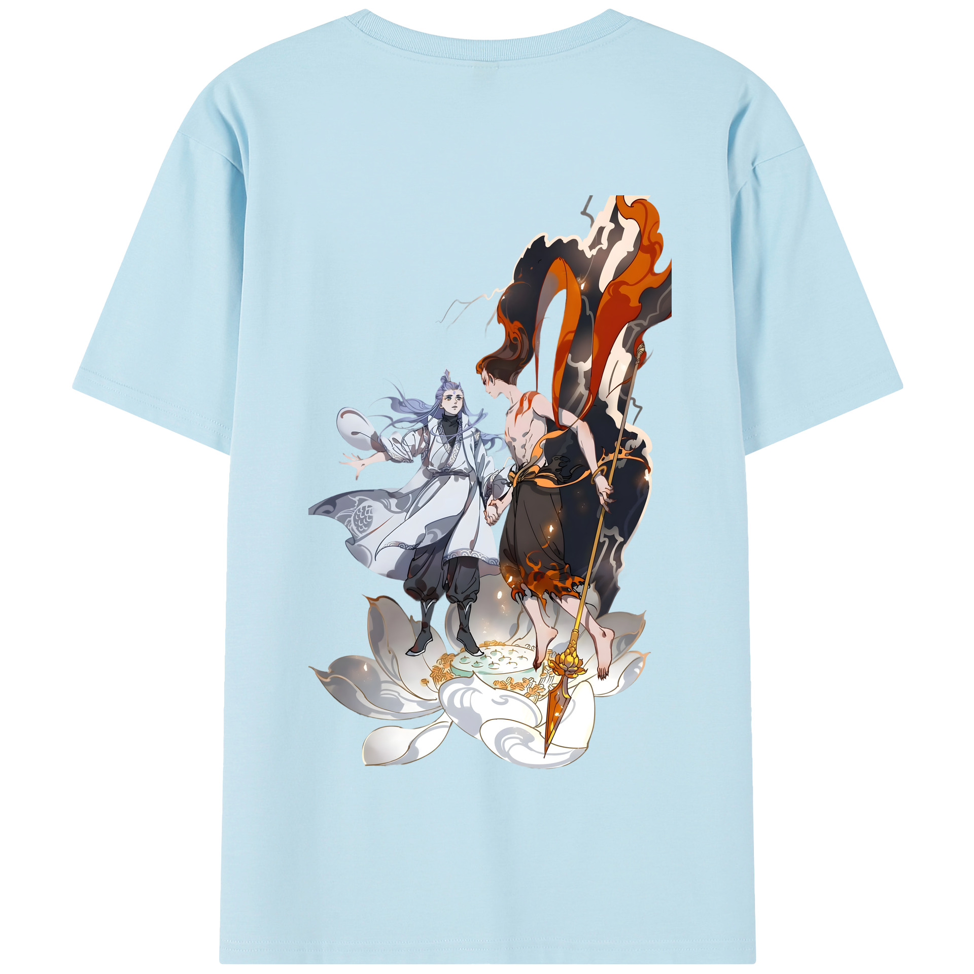 （画像用） Ne Zha 2 ナタ 魔童の大暴れ 綿100％半袖Tシャツ（背面プリント）